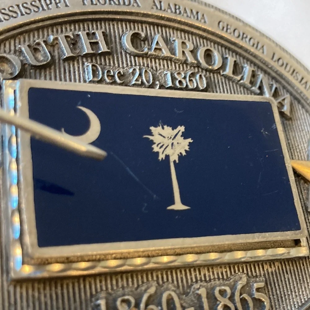 Vintage SC Confederate State History Belt & Buckle Black Leather, 1999